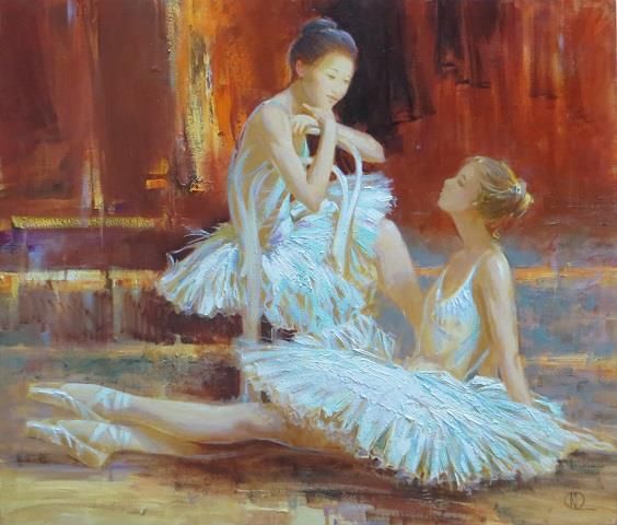 考玛诺娃·埃琳娜 当代油画作品 -  《芭蕾舞演员2》